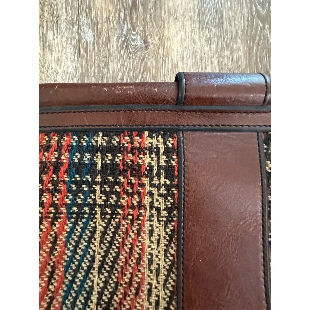 FOSSIL Vintage Reissue Silhouettes Plaid Russet Clutch Fall Tweed Academic